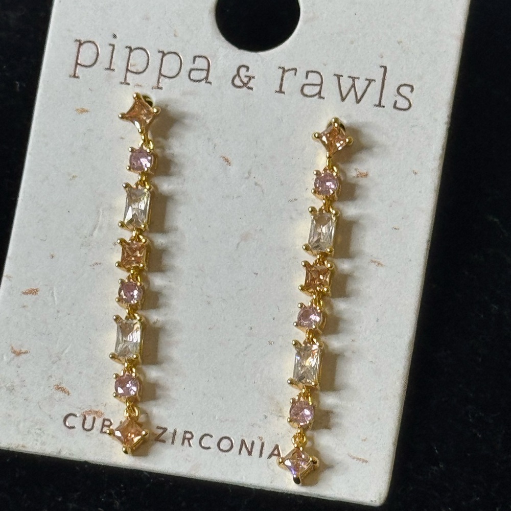 Pippa & Rawls Gold and Pink Cubic Zirconia Earrings - Picture 5 of 7